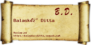 Balaskó Ditta névjegykártya